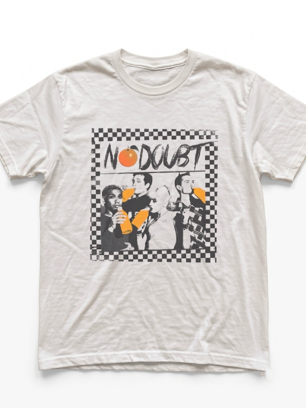 No Doubt 90s Ska Punk Orange Checkered Retro Band Tee Unisex Cream T-Shirt
